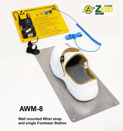 A-WM8 - Wall mounted wrist strap and footwear test station